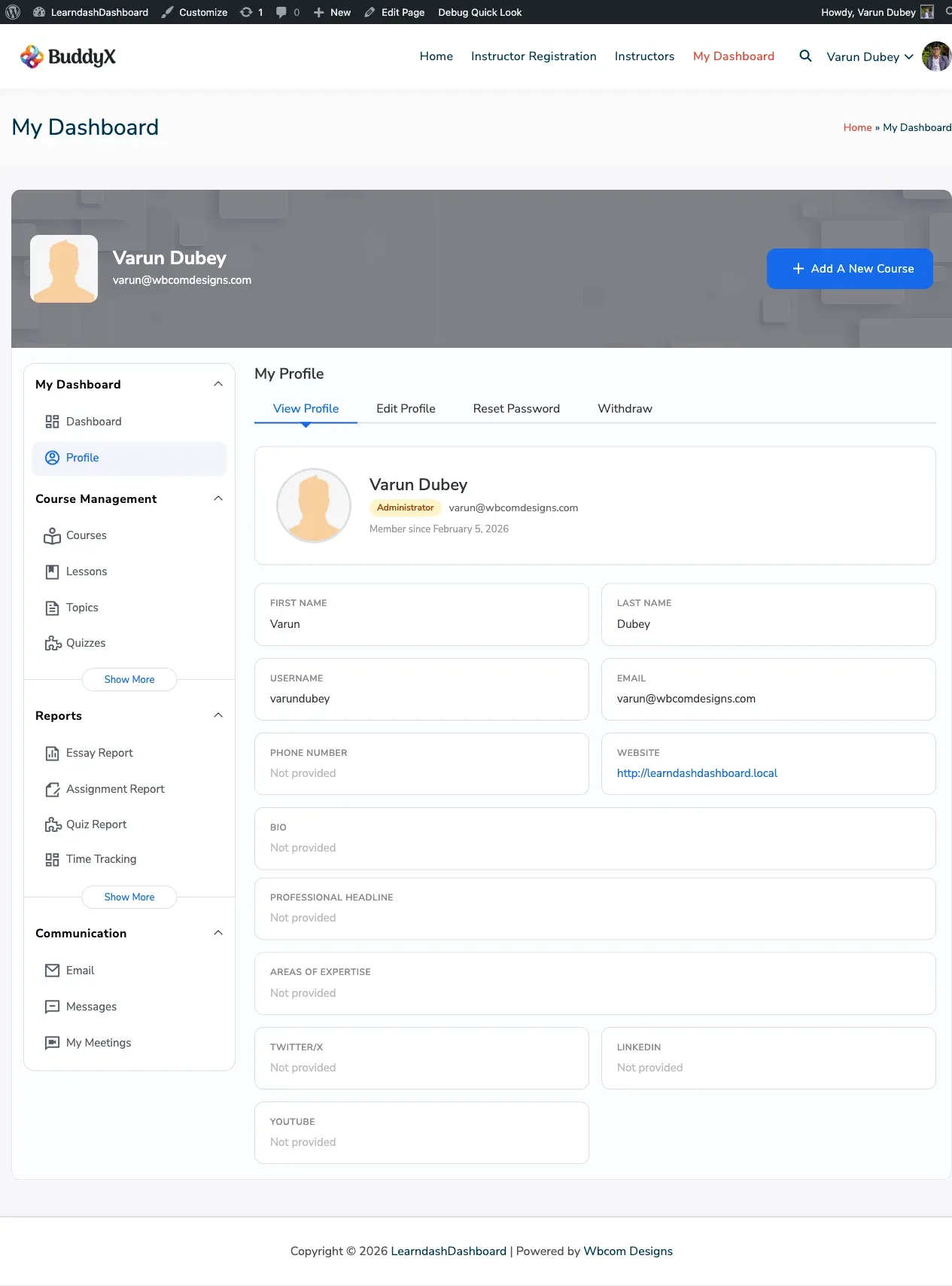 Admin Profile