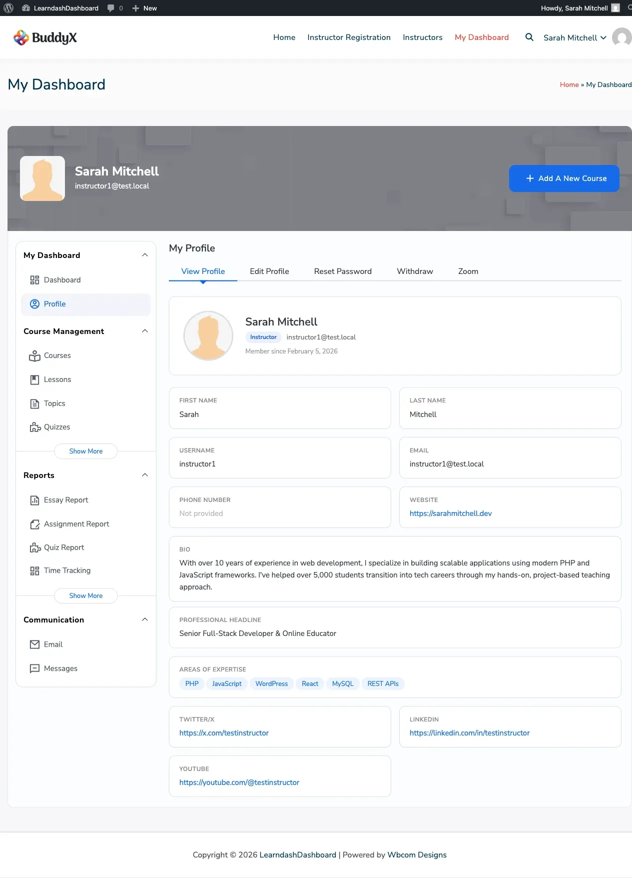 Instructor Profile