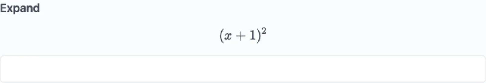 A math-expression question in the quiz with a rendered formula and an answer field
