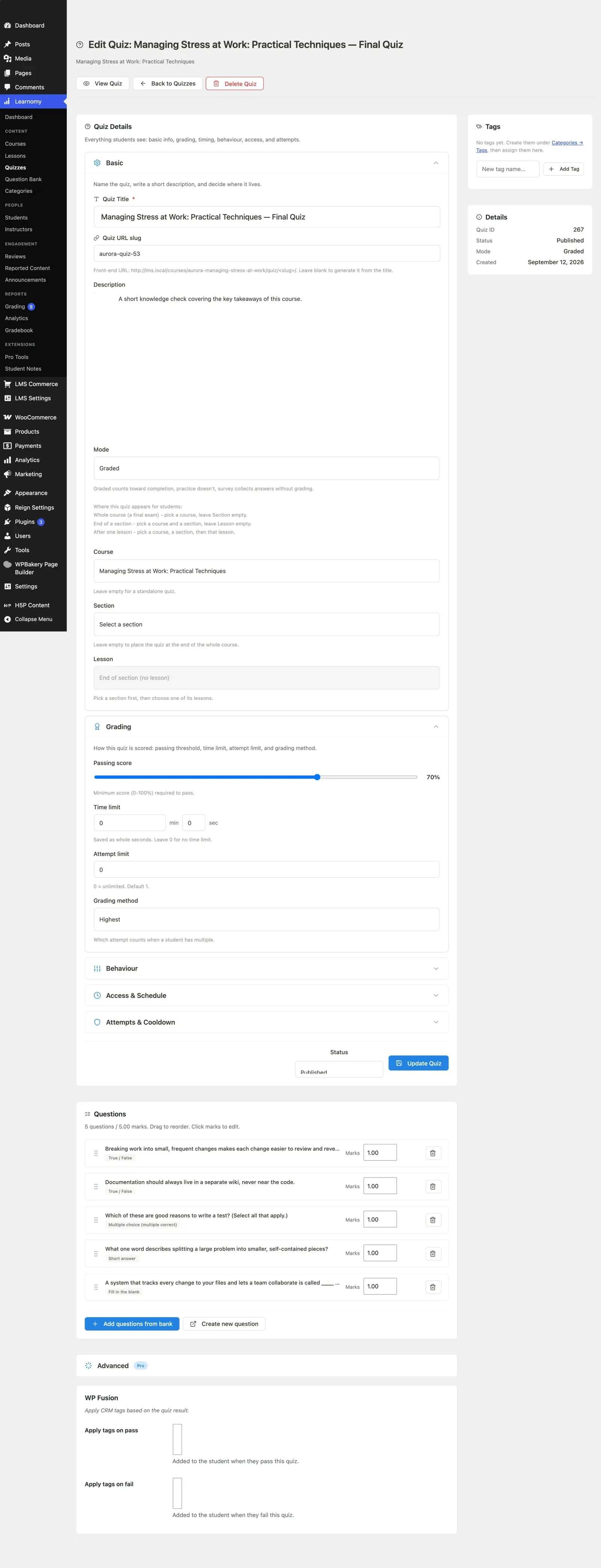Quiz Modes first view
