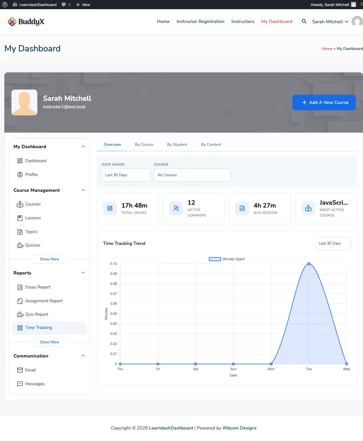 Instructor Time Tracking Report