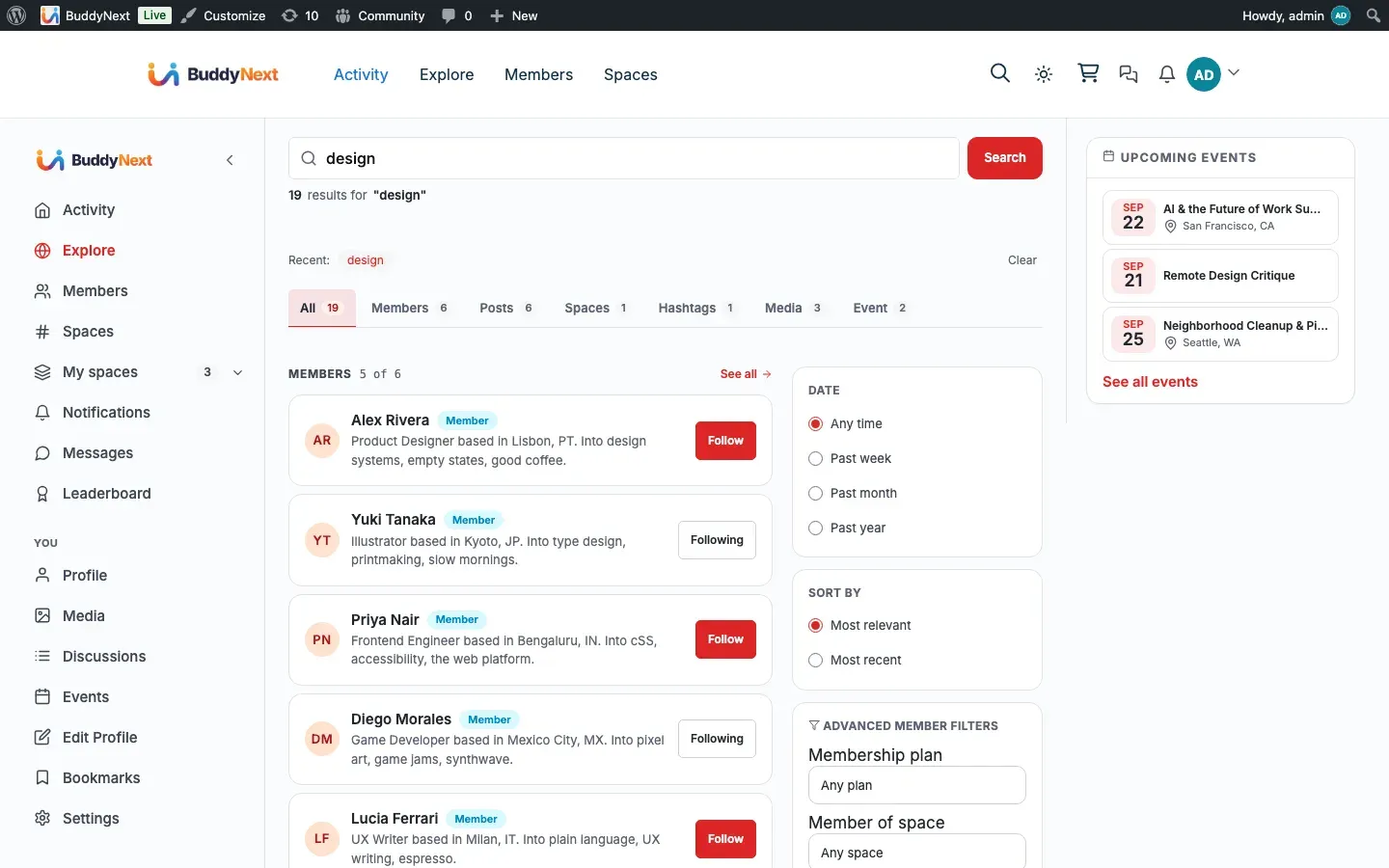 BuddyNext community search surfacing Career Board jobs and resumes