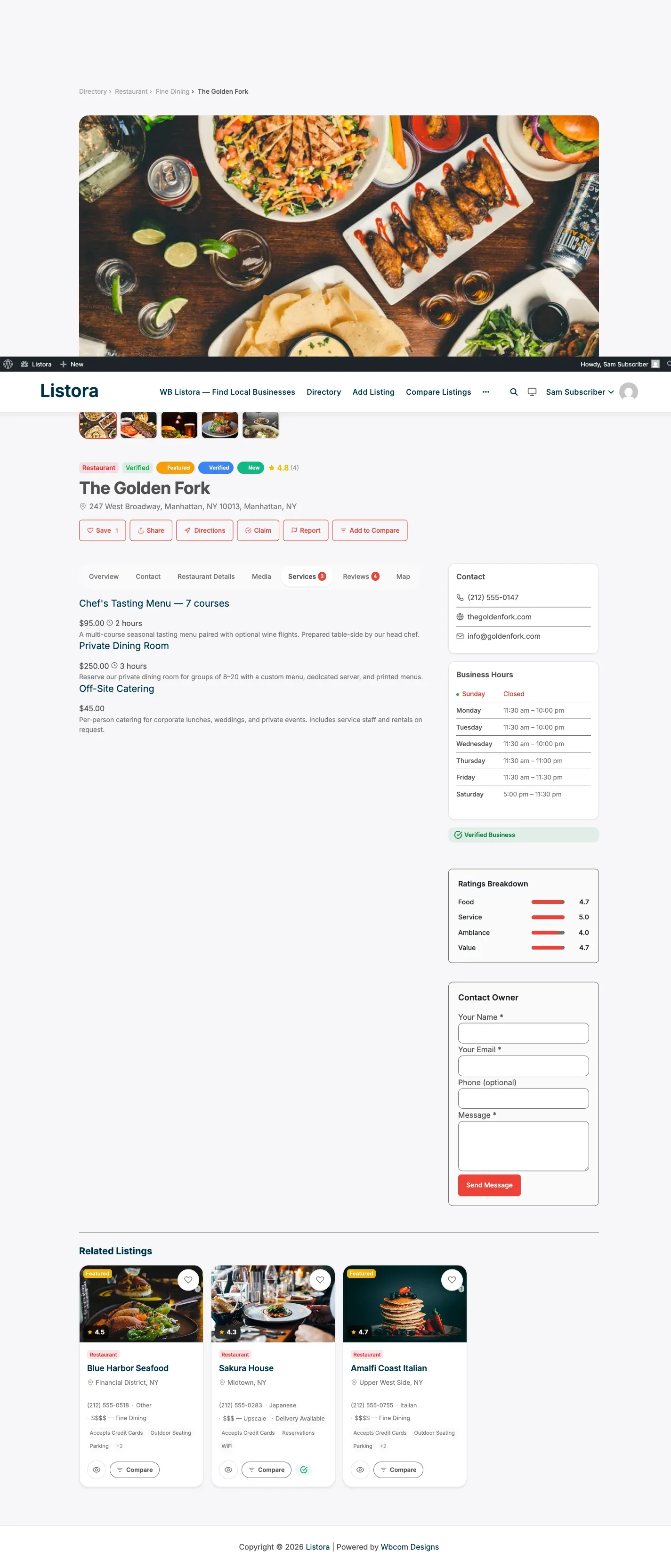 Services Per Listing - screenshot from the modernized 1.0.5 site