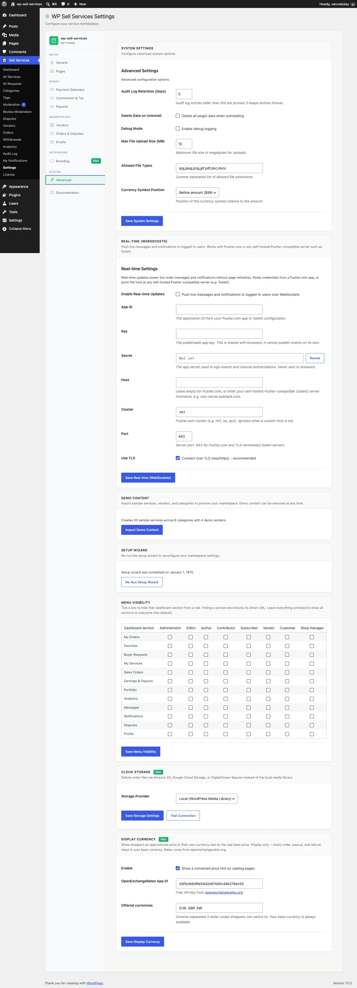 Display Currency settings on the Advanced tab