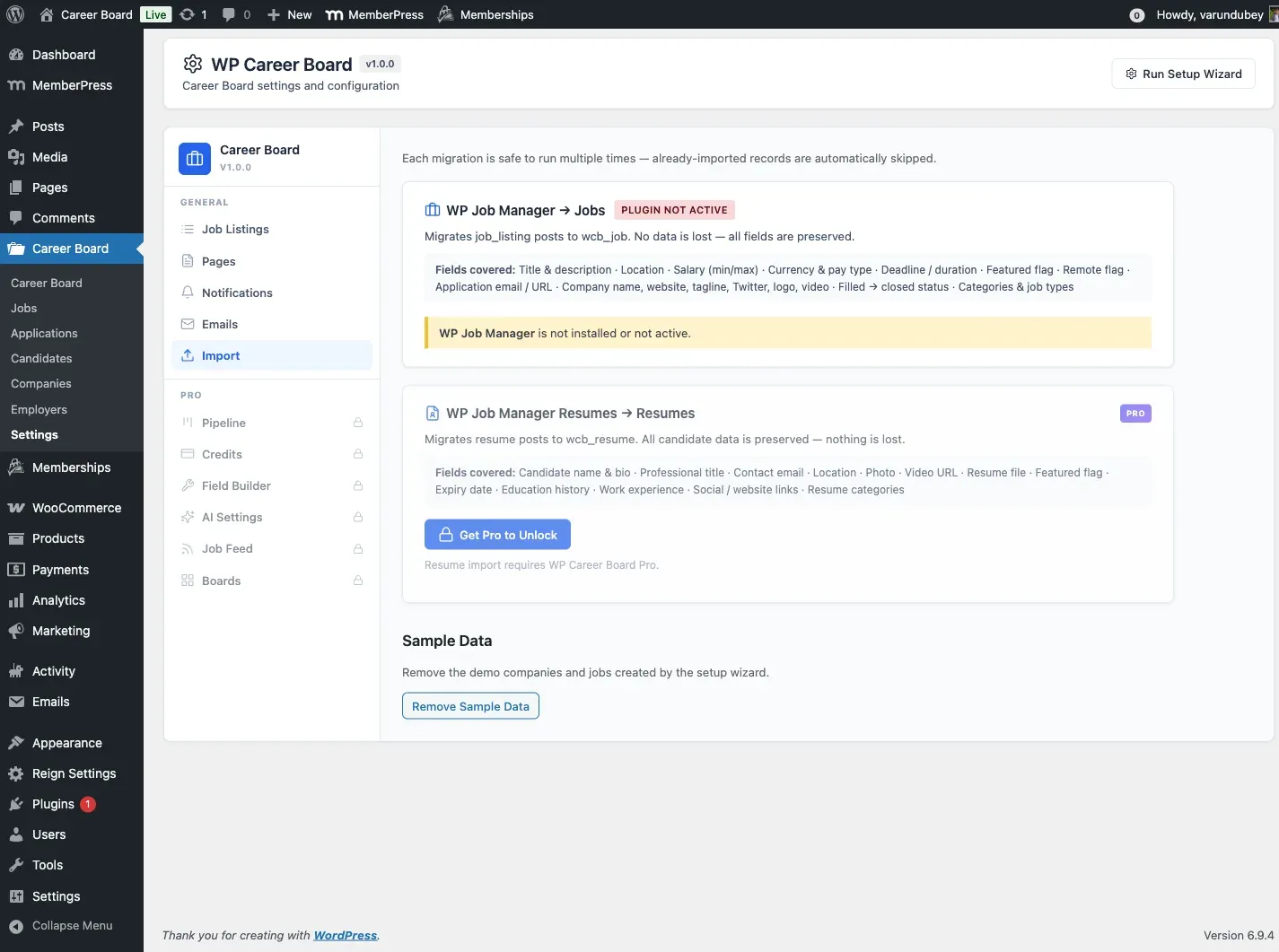Import Page
