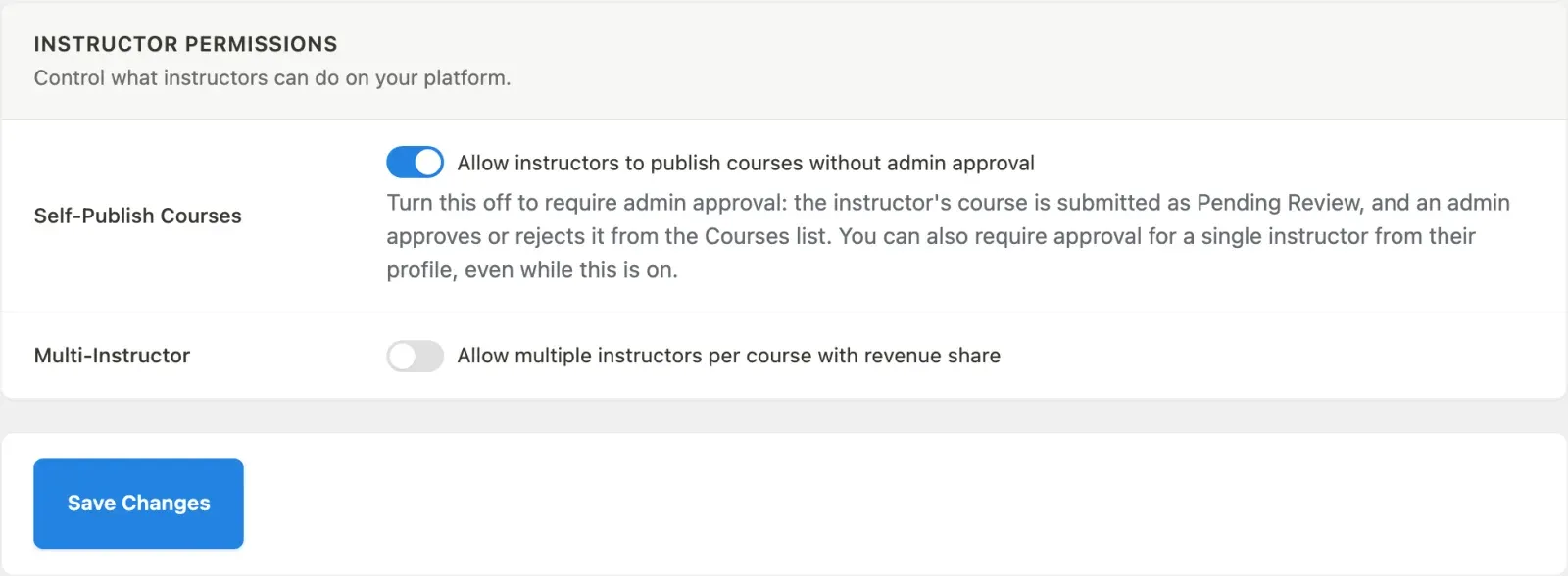 Instructors section