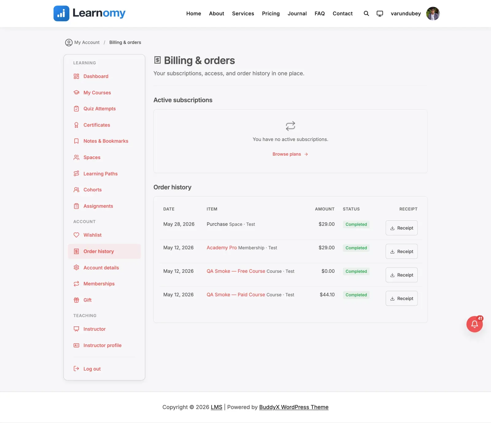 Subscription Lifecycle first view