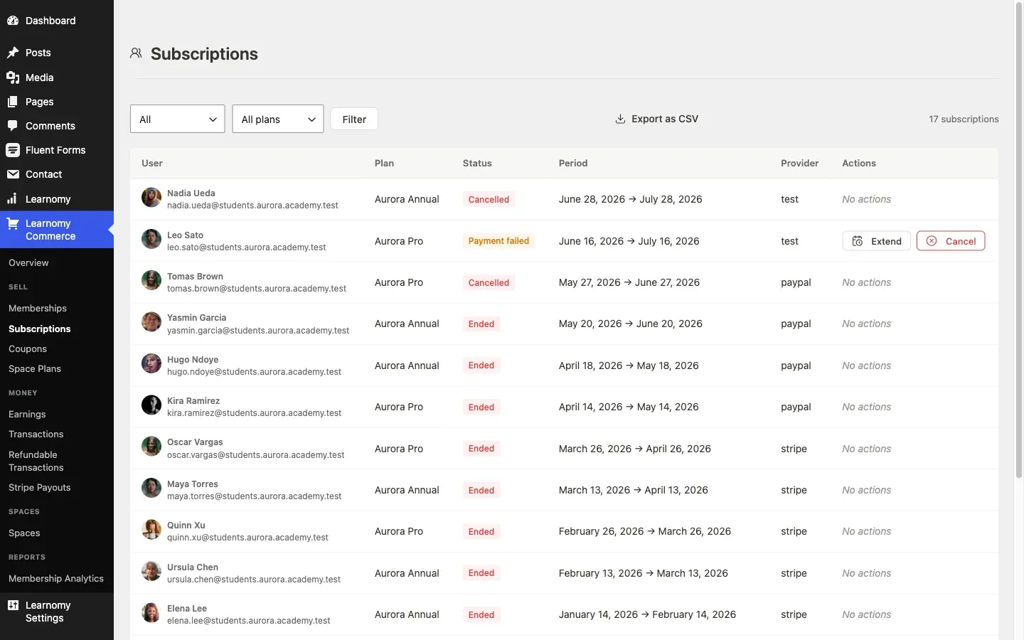 Learnomy subscriptions