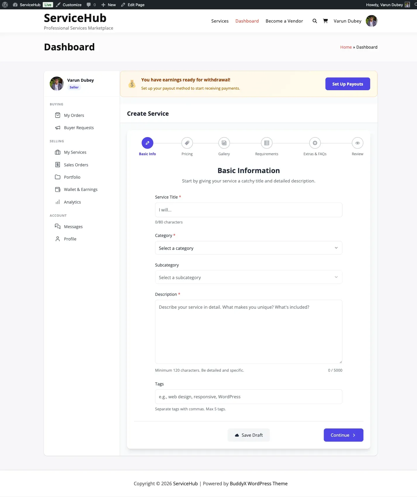 Service Creation Wizard