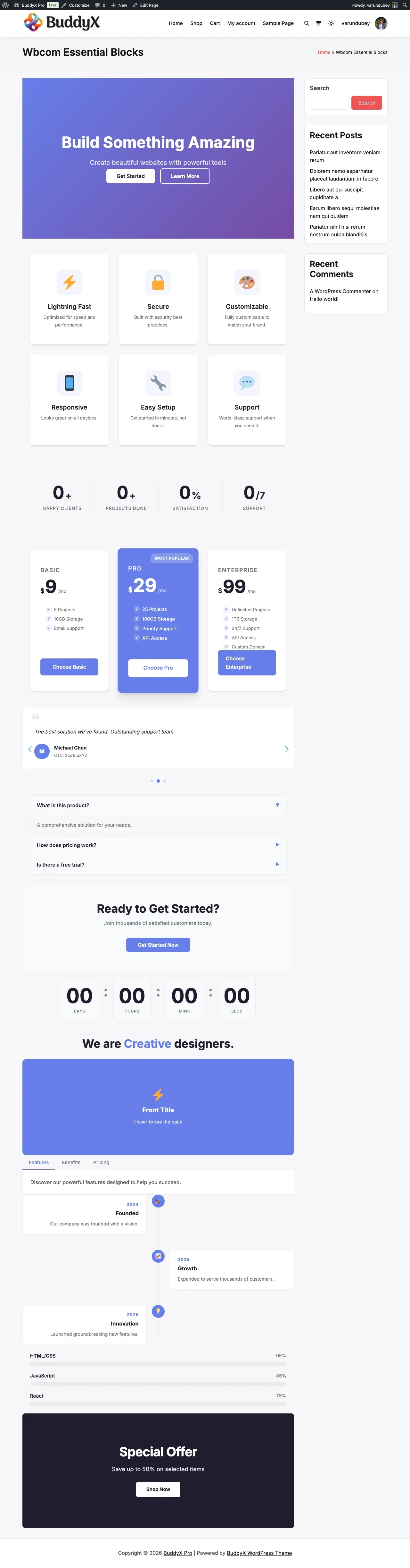 Wbcom Essential blocks and widgets styled by BuddyX Pro