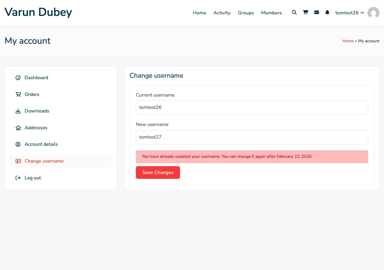 WooCommerce Cooldown Message